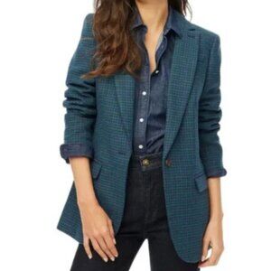 J. Crew Factory Relaxed One-Button Wool Plaid Blazer